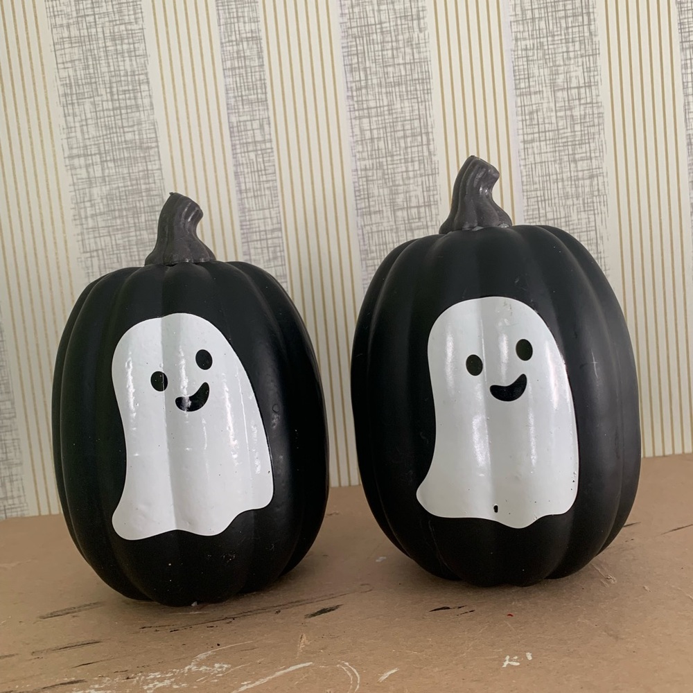 Happy Ghost Pumpkin (Black) (Set of 2)